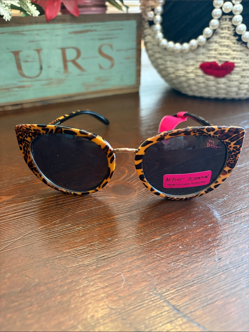Betsey Johnson Leopard Cat-Eye Sunglasses - Tortoise & Black